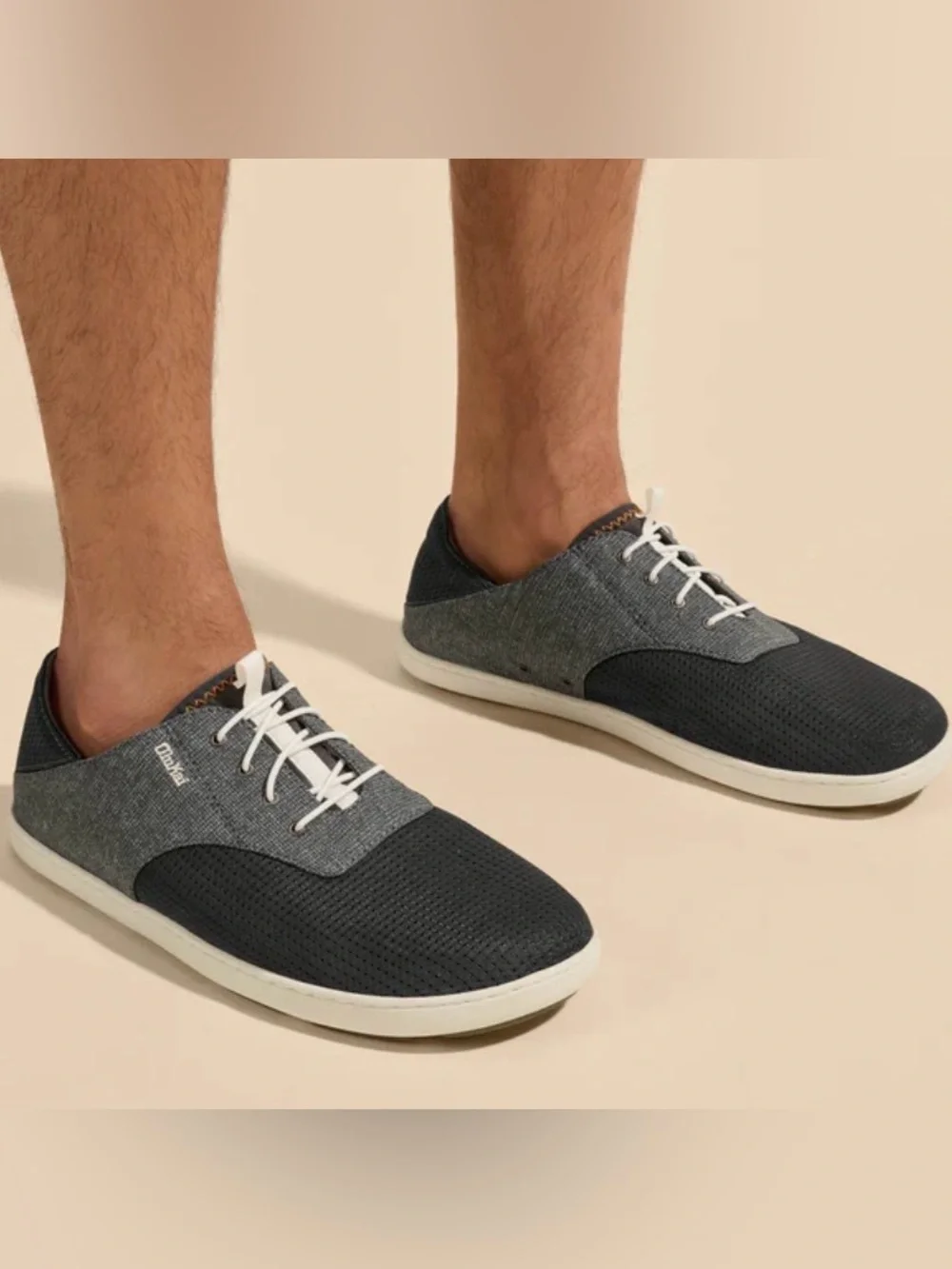 OluKai | Nohea Moku Men's Casual Slip On Boat Shoes Size 9.5 Gray/Black